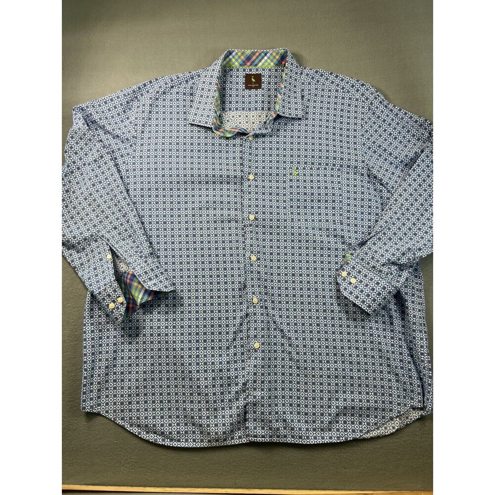 TailorByrd 3X Men's Geometric Long Sleeve Shirt with Flip Cuff, Casual Style